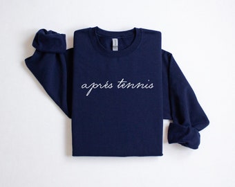 Apres Tennis Sweashirt, Apres Tennis Shirt, Tennis Sweatshirt, Tennis Crewneck, Comfort Colors, Preppy Sweatshirt, Gift for Tennis Lover