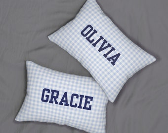 Personalized Name Lumbar Pillow: Preppy Dorm Decor
