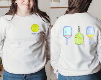 Pickleball Sweatshirt: Women's Crewneck, Pickleball Paddles Graphic