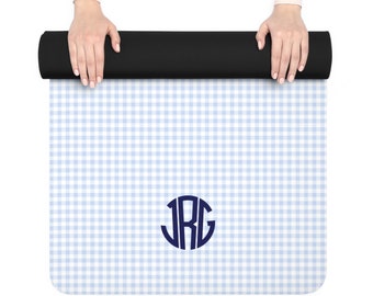 Preppy Gingham Yoga Mat with Custom Monogram