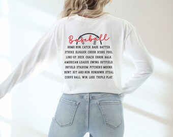 Comfort Colors Baseball Tee, Baseball Terms Long Sleeve