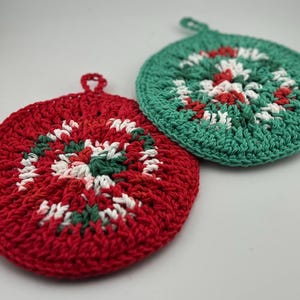 Set of 2 Double Thick Potholders, Crochet Pot Holders, Hot Pads, Kitchen Accessories, Thick Pot Holder, Bright Christmas Colors