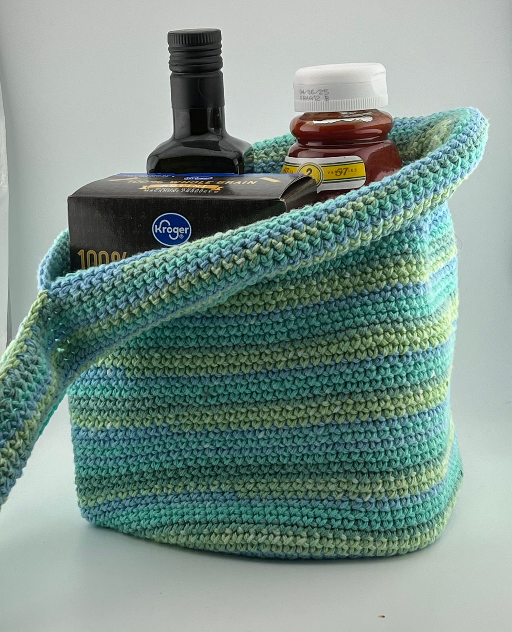 Medium Crochet Reusable Shopping Tote, Durable Cotton Market Tote, Zero Waste Carry-All, Grocery Shopping Bag, Farmers Market Bag, Beach Bag
