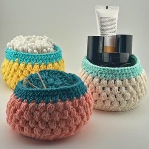 Handmade Crochet Spa Basket: Tropical Colors Vanity Organizer