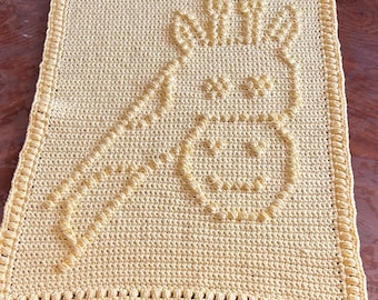 Gehäkelte Babydecke aus Baumwolle: Gelbe Giraffe