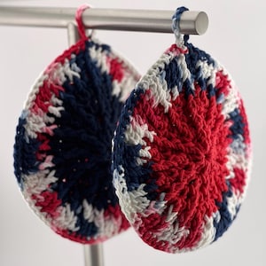 Crochet Pot Holders (Set of 2): Red White and Blue Kitchen Decor