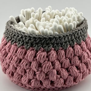 Handmade Crocheted Cotton Basket: Bathroom Vanity Storage