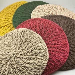 Crochet Trivet: Double Thick 100% Cotton Hot Pad - Earth Tones