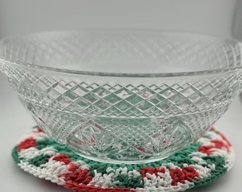 Crochet Kitchen Trivet, Double Thick Cotton Hot Pad, Christmas Colors