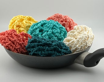 Crochet Cotton Dish Scrubbies (Set of 2): Tropical Colors, Eco-Friendly