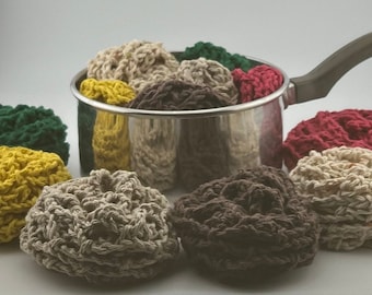 Hand Crocheted Cotton Dish Scrubbers (Set of 2): Reusable Zero Waste Kitchen
