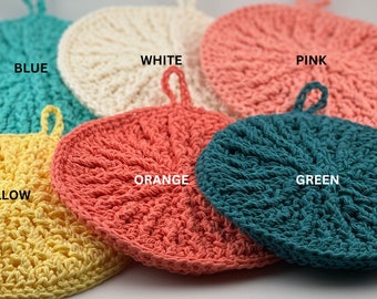 Crochet Potholders (Set of 2): Tropical 100% Cotton Hot Pads
