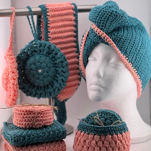 Deluxe Crochet Bath Gift Set: Cotton Spa Collection with Basket