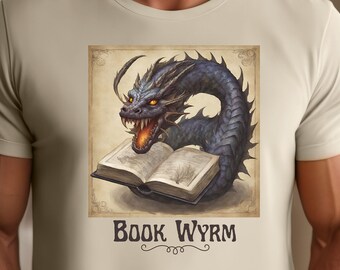 Dragon Shirt for Book Lover, Unisex Tee, Teen Reader Gift, Librarian Style, Fantasy Gamer Top