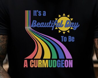 Funny Curmudgeon Shirt For Dad Gift - Unisex Tee for Father's Day, Grandpa Birthday, Antisocial Friend, Rainbow Design Shirt, Homebody