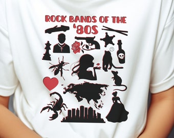 80s Rock Bands Unisex Tee, Rocker Gift, Dad Mom Teen Band Shirt, Classic Rock Fan Gift, Heavy Metal, Party Shirt