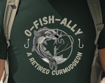 Retired Curmudgeon Fishing Catfish T-Shirt - Funny Retirement Party Gift for Dad, Grandpa, New Retiree