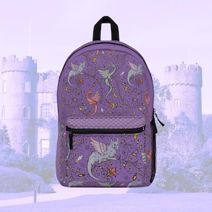 Medieval Dragon Backpack - Mythical Fantasy Travel Bag for Dragon Lovers, Back to School, Readers, Alternative Book Bag