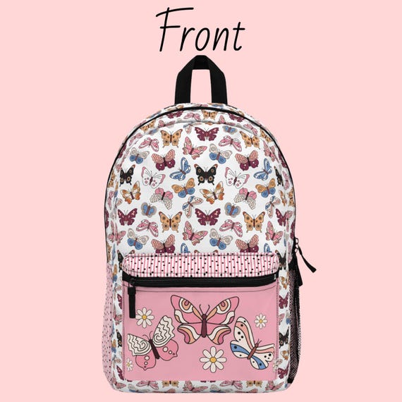 Retro Butterfly and Daisy Backpack - Nature Lover Travel Bag  display picture 2