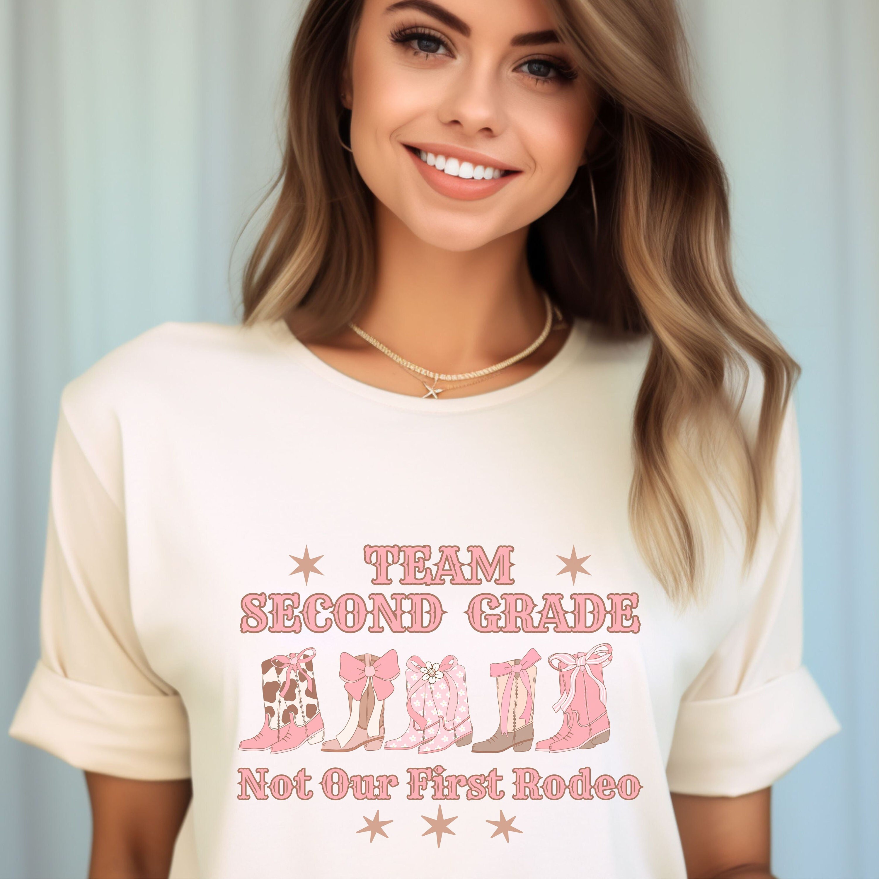 Funny Western Rodeo Cowboy Boot Team Second Grade T-shirt or Gift for Teachers, Paras, Principals, and Team Building.