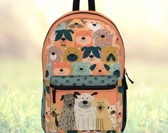 Dog Backpack - Colorful Back to School, Travel Bag for Dog Lovers, Dog Mom or Dad, Puppy Grooming Supplies, Dog Walker Gift, Cute Pet Tote