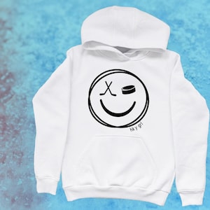 Adult Hockey Girl Puck & Stick Smiley Face -  Shirt, Hoodie, Sweatshirt