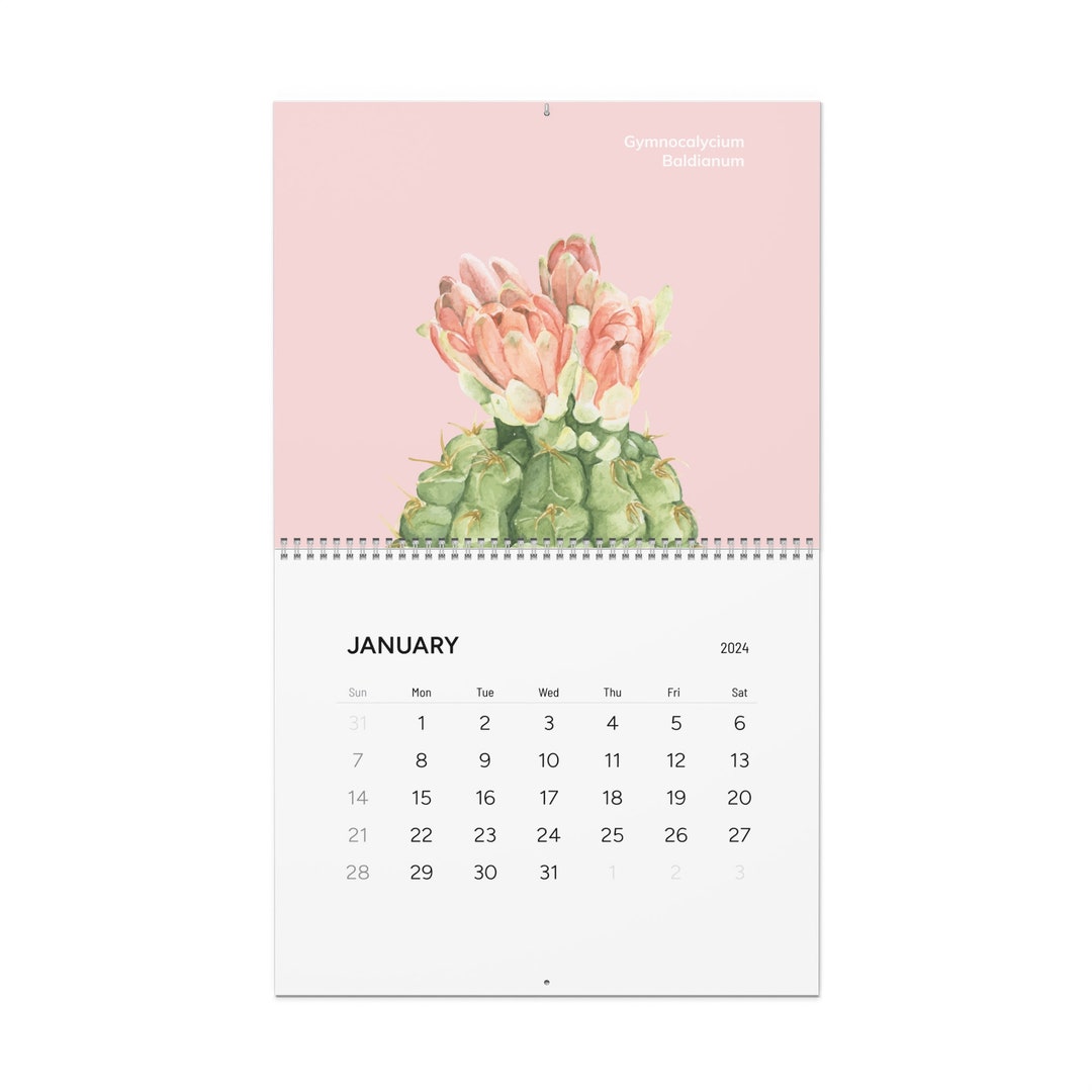 Watercolor Cacti 2024 Calendar, Plant Lover Calendar, Crazy Plant Lady