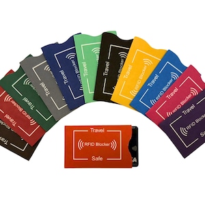 Etuis protecteurs RFID Travel Safe pour cartes de crédit - Lot de 12 couleurs