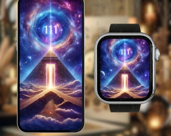 111 Portal Fifth Dimension Cosmic Pyramid,Awakening,Abundance,Powerful,Spiritual,iPhone wallpaper,Apple Watch Background,Instant Download