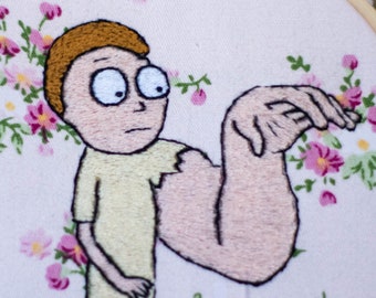 Morty and Armothy Hand-Stitched 4-inch Finished Embroidery Hoop