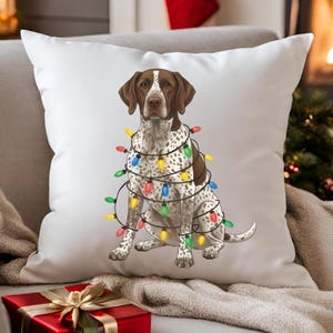 German Shorthaired Pointer Christmas Pillow, Festive Dog Decor