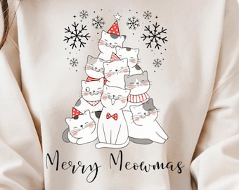 Cat Christmas Shirt, Cat Lovers, Christmas Cat shirt, Funny Kitty Holiday Tee, Cute Cat Lover Christmas Gift, Festive Cat Sweatshirt