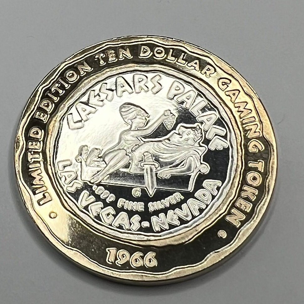 Limited Edition 1966 Ceasars 10 Dollar Silver Gaming Token From