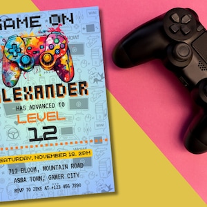 Game On Kids Video Game Birthday Invitation, Kids Gamer Party Invite, Arcade Invite, Level up Birthday, Kid Gaming Invite, Video Game Invite