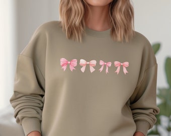 Trending Coquette pullover Sweatshirt, Girlcore crewneck top, Dainty pink bow top, Cute sweatshirt for her, Gift for her, Coquette aesthetic