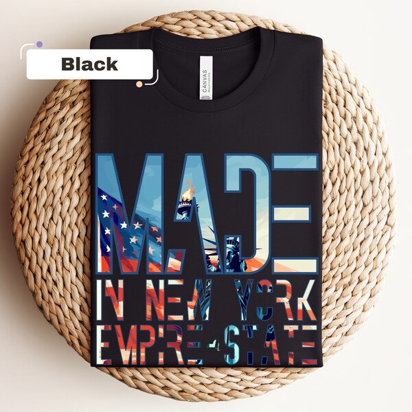 Gemaakt in New York Unisex T-shirt, Empire State geboren shirt, Gift Big Apple native Trending Tshirt, Uniek Vrijheidsbeeld grafisch ontwerp Tee