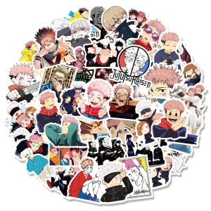 Paquete de pegatinas de Jujutsu Kaisen: 100 unidades de vinilo impermeable / Pegatinas de Yuji, Gojo, Megumi y Sukuna para portátil y teléfono de Yokamiku