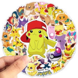 Paquete de pegatinas de Pokémon para niños, calcomanías decorativas para niños, series de televisión de dibujos animados, anime, varias pegatinas lindas de Pokémon a prueba de agua