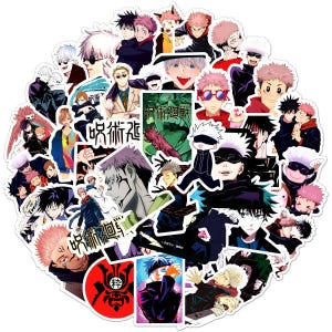 Jujutsu Kaisen Sticker Pack - 50 Vinyl wasserdichte Anime-Decals für Laptop, Handy & Flasche | Yuji, Gojo, Megumi