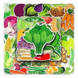 Confezione di adesivi per frutta e verdura, adesivi decorativi per bambini, adesivi impermeabili carini per insalata, broccoli e mais