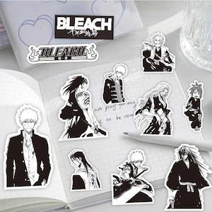 Anime Schwarz Weiß Bleach Aufkleber Sticker Pack Kinder Spielzeug dekorative Abziehbilder Zeichentrick Manga Ichigo Kurosaki Rukia Kuchiki