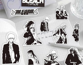 Anime Schwarz Weiß Bleach Aufkleber Sticker Pack Kinder Spielzeug decorativo Abziehbilder Zeichentrick Manga Ichigo Kurosaki Rukia Kuchiki