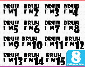 Paquete SVG de cumpleaños "Bruh", archivo de corte divertido para fiestas (descarga digital)