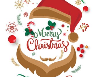 SVG divertido de Papá Noel, PNG con ambiente navideño, diseño de camiseta (archivos digitales)