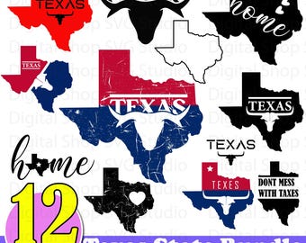 Paquete SVG de Texas, archivos de corte del estado de la Estrella Solitaria (digital)