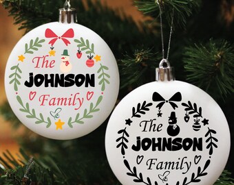 Adorno navideño con nombre de familia SVG, Cricut (archivos digitales png, jpg, dxf)