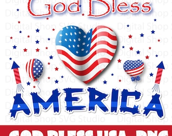 Dios bendiga a Estados Unidos PNG, diseño del 4 de julio de EE. UU. (Descarga digital)
