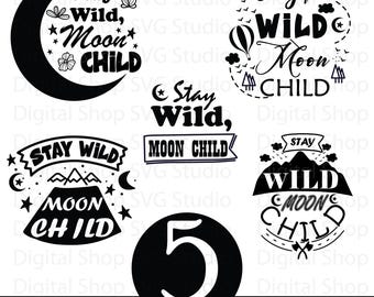 Archivo SVG de "Mantente Salvaje Lunar": Archivo de corte de Cricut de brujas, imprimibles