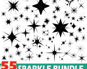 Paquete de archivos SVG de estrellas brillantes, archivos de corte, imágenes prediseñadas (descarga digital)
