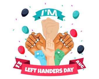 Día Internacional de los Zurdos (archivos SVG, PNG, PDF, Cricut y Silhouette) (Descarga digital)